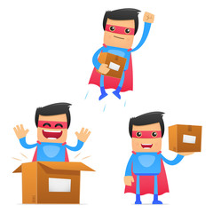 set of funny cartoon superhero