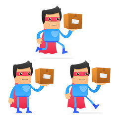 set of funny cartoon superhero