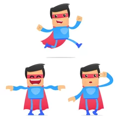Printed kitchen splashbacks Superheroes set of funny cartoon superhero
