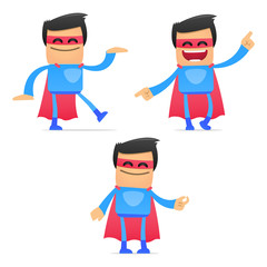 set of funny cartoon superhero