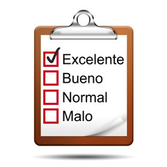 Icono clipboard 3D con opinion version español