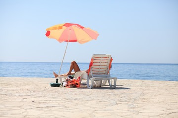 stone beach umbrella