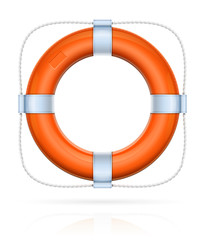 red life buoy with rope vector illustration isolated on white