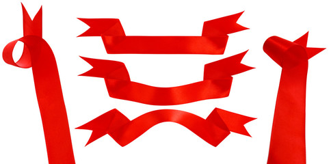 Red silk banner collection isolated on white background