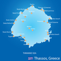 Island of Thassos in Greece map