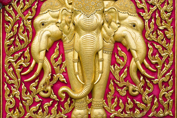 elephant carved gold paint
