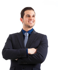 Confident businessman isolated on white