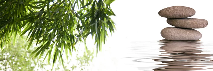 Foto op Plexiglas bamboe kiezelstenen zen banner © pixarno