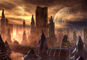 Fototapeta premium Fantasy Alien City