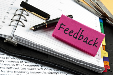 Feedback note on agenda and pen