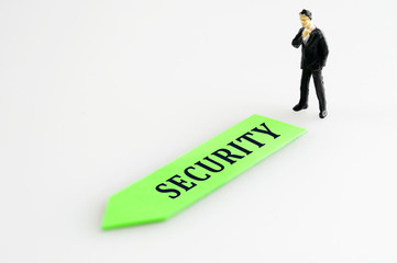 Security direction and toy business man