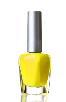 Yellow Nail Polish On White Background