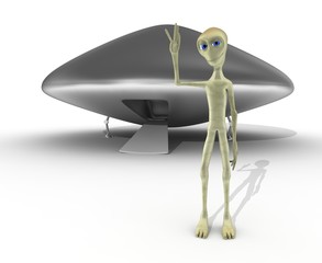 alien saluda en ovni © santi_