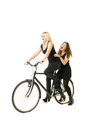 Fototapeta na wymiar Women on a bicycle
