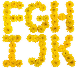 Obraz premium Floral alphabet. f, g, h, i, j, k