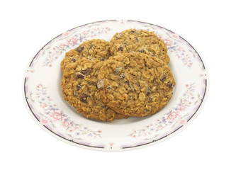 Several granola cookies on plate