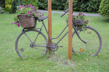 Fahrrad mit Blumenschmuck