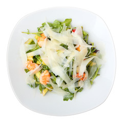 dish with arugula salad