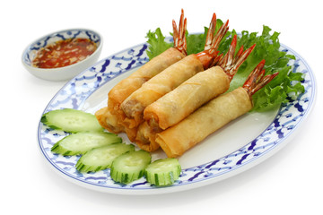 fried shrimp spring rolls, thai cuisine