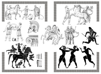 Old greek set illustration