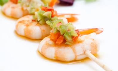 Brocheta de gambas