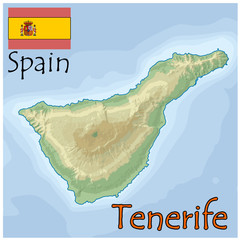 tenerife spain map flag emblem