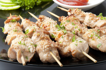 kebabs from a chicken fillet