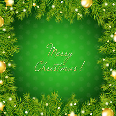 Christmas Tree Border With And Gold Ball