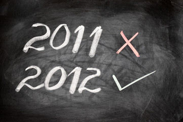 New year 2012 written on a blackboard
