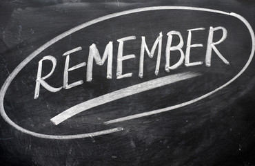 Remember word written on a blackboard