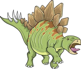 Poster de jardin Dessin animé Stegosaurus Dinosaur Vector Illustration