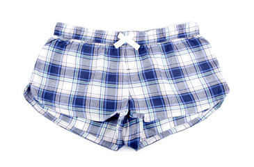 Blue Plaid Shorts Isolated on White