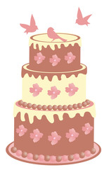 vector cake with birds