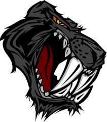 Panther Saber Tooth Cat Mascot Head Vector Graphic