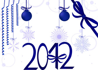 new year illustration with blue bows