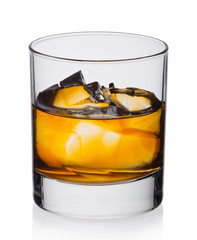 Whisky glass with ice