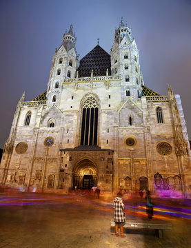 St. Stephen's Cathedral in night.  Vienna