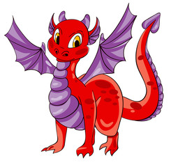 Red dragon with purple wings