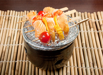 Japanese skewered  seafoods