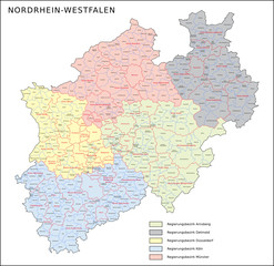 Nordrhein-Westfalen, Verwaltungsgliederung - obrazy, fototapety, plakaty