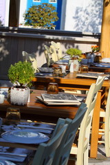 Cafe setting in the greek islands