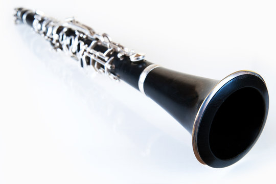 black classic music clarinet with silver environment