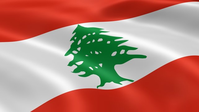 Lebanese Flag In The Wind