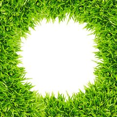 green grass frame isolated on white background