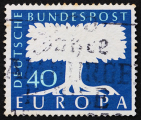 Postage stamp Germany 1957 Tree, United Europe