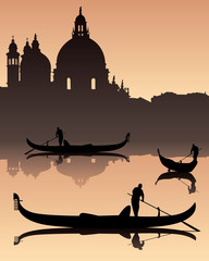 Venetian gondoliers - obrazy, fototapety, plakaty