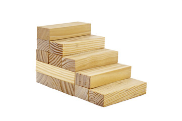 Wooden blocks  made by stairs in the white isolated background