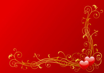 Vector valentines background of  hearts and floral elements