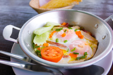 Hot pan fried egg
