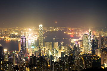 Fototapeta premium night scene of Hongkong